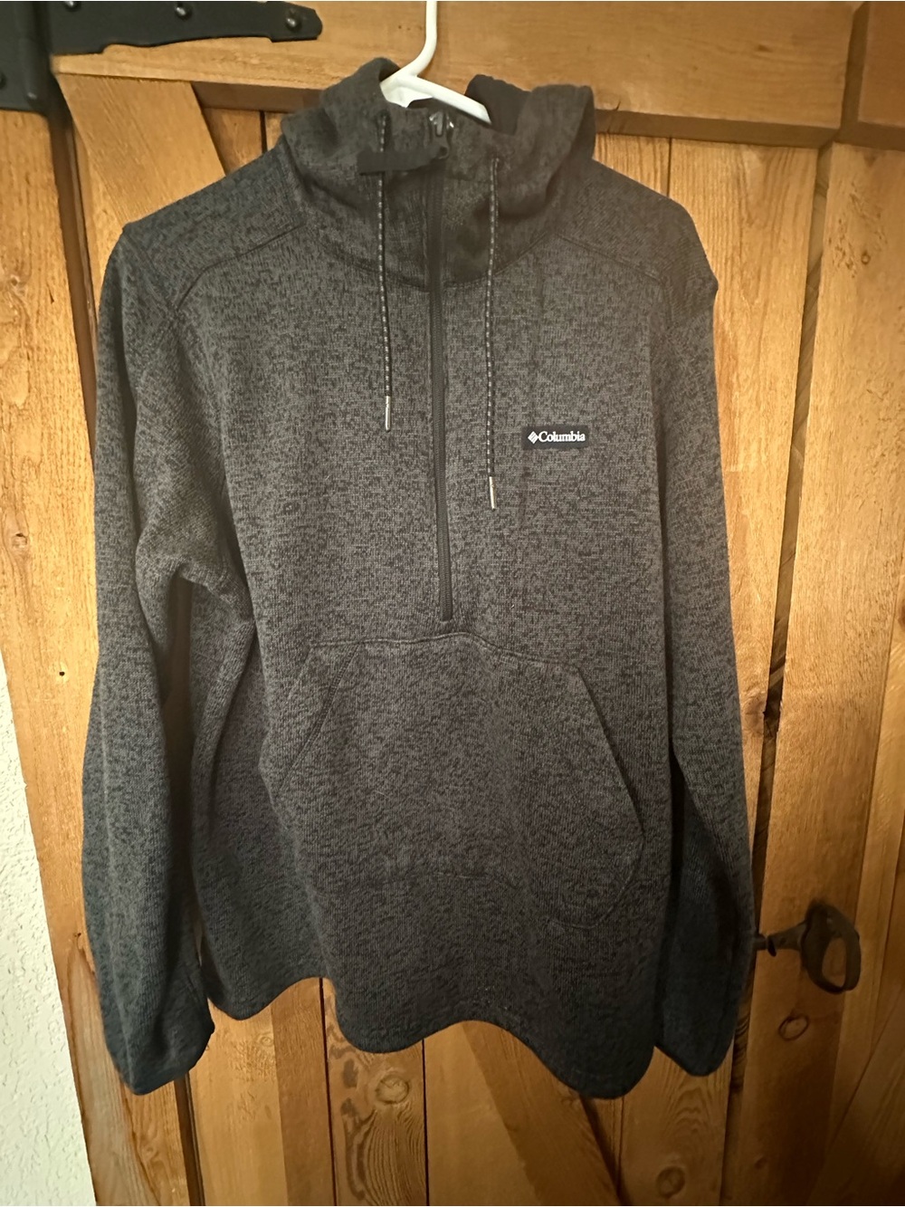 Columbia Black Fleece 1/2 Zip Hooded Jacket with White Label and black accent
